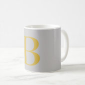 Anfänglicher Name für das moderne graue Monogramm Kaffeetasse (VorderseiteRechts)