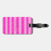Anfänglicher Name Rosa Glitzer Streifen Gepäckanhänger (Rückseite horizontal)