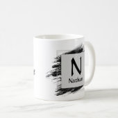 Anfänglicher Name Schwarzer Pinsel ändern - M N O Kaffeetasse (VorderseiteRechts)