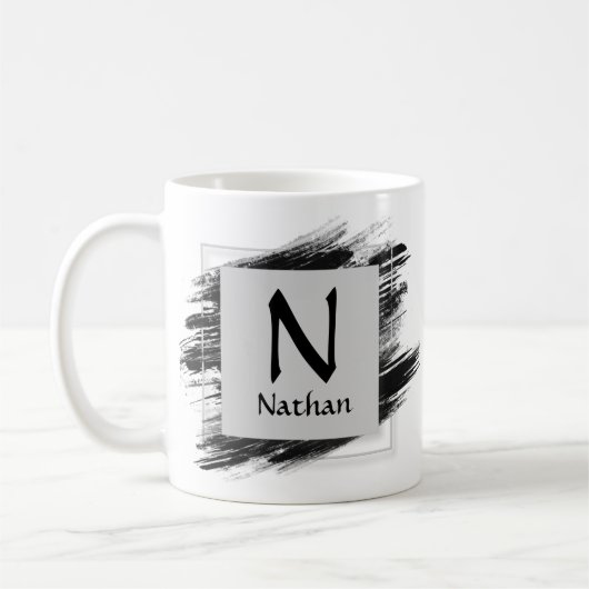 Anfänglicher Name Schwarzer Pinsel ändern - M N O Kaffeetasse (Links)