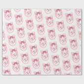 Anfänglicher Niedlich rosa Bow Coquette Custom Geschenkpapier (Flach)