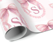 Anfänglicher Niedlich rosa Bow Coquette Custom Geschenkpapier (Rolleneckpunkt)