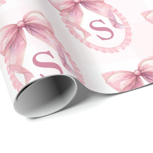 Anfänglicher Niedlich rosa Bow Coquette Custom Geschenkpapier (Rolleneckpunkt)