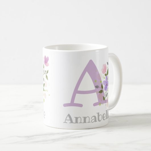 Anfänglicher Plus Name Annabelle mit Blume Kaffeetasse (VorderseiteRechts)