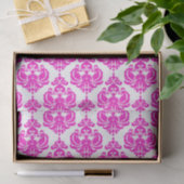 Anfänglicher rosa weißer Damaskus-Kraft-Monogramm- Seidenpapier (Geschenk)