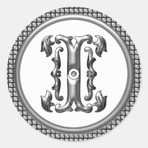 Anfänglicher Rundaufkleber in Silber Runder Aufkleber