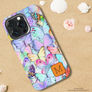 Anfänglicher Schmetterling Aquarell Lila und Orang iPhone 13 Pro Hülle