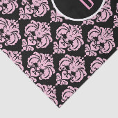 Anfänglicher Schwarz-Rosa-Glam-Damask Monogramm-Bu Seidenpapier (Ausschnitt)