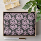 Anfänglicher Schwarz-Rosa-Glam-Damask Monogramm-Bu Seidenpapier (Geschenk)