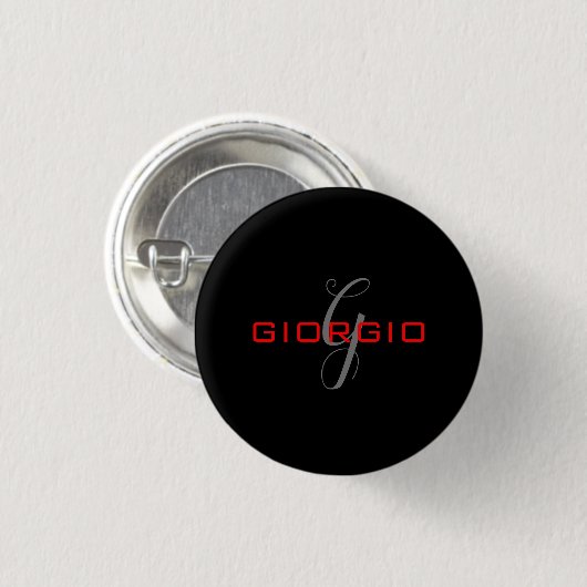 Anfängliches Monogramm - Anfänglich schwarz rot -  Button (Vorne & Hinten)