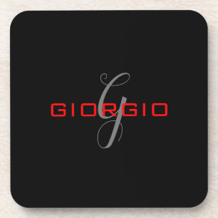 Anfängliches Monogramm - Anfänglich schwarz rot -  Getränkeuntersetzer