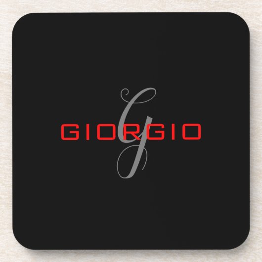 Anfängliches Monogramm - Anfänglich schwarz rot -  Getränkeuntersetzer (Vorderseite)