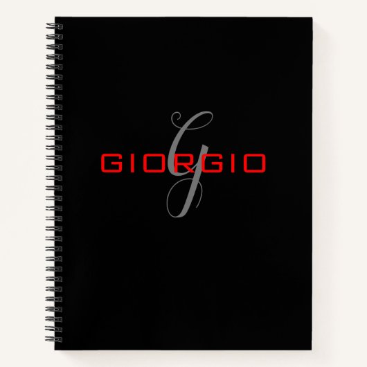 Anfängliches Monogramm - Anfänglich schwarz rot -  Notizblock (Vorderseite)