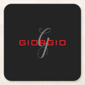 Anfängliches Monogramm - Anfänglich schwarz rot -  Rechteckiger Pappuntersetzer (Vorderseite)