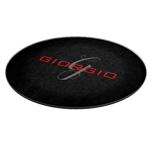 Anfängliches Monogramm - Anfänglich schwarz rot -  Schneidebrett (Ecke)