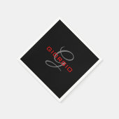 Anfängliches Monogramm - Anfänglich schwarz rot - Serviette (Ecke)