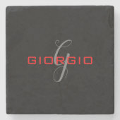 Anfängliches Monogramm - Anfänglich schwarz rot -  Steinuntersetzer (Vorderseite)