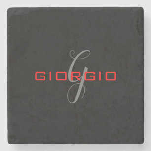 Anfängliches Monogramm - Anfänglich schwarz rot -  Steinuntersetzer