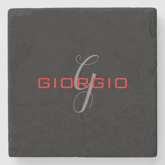 Anfängliches Monogramm - Anfänglich schwarz rot -  Steinuntersetzer (Vorderseite)