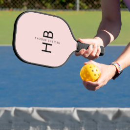 Anfängliches Monogramm mit rosa und schwarz Pickleball Schläger