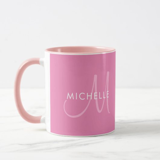 Anfängliches Monogramm-Rosa für benutzerdefinierte Tasse (Links)