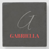 Anfängliches Monogramm: Schwarz-Grau Steinuntersetzer (Vorderseite)