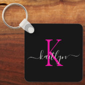 Anfängliches Monogramm, schwarz, Hot-Pink Schlüsselanhänger (Vorderseite)