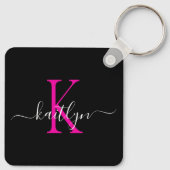 Anfängliches Monogramm, schwarz, Hot-Pink Schlüsselanhänger (Rückseite)