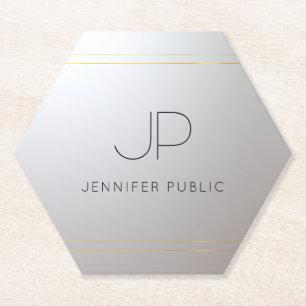Anfängliches monogrammiertes Gold-Silber-Template Untersetzer