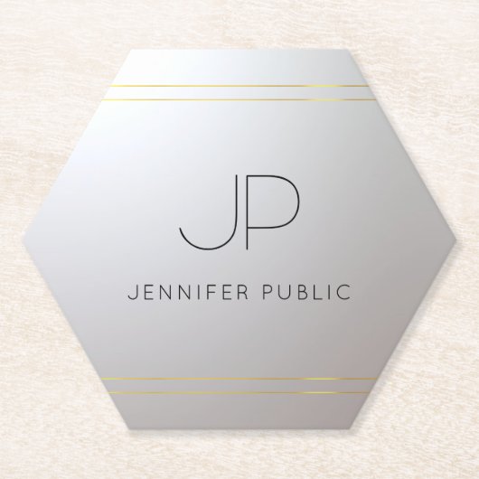 Anfängliches monogrammiertes Gold-Silber-Template  Untersetzer (Vorderseite)