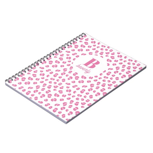 Anfängliches Notebook mit rosa Chic Monogram Notizblock (Linke Seite)