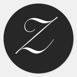 Anfängliches Siegel "Z" für Schwarz-Weiß-Monogramm Runder Aufkleber