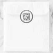 Anfangs-B-Rundkleber in Silber Runder Aufkleber (Tasche)