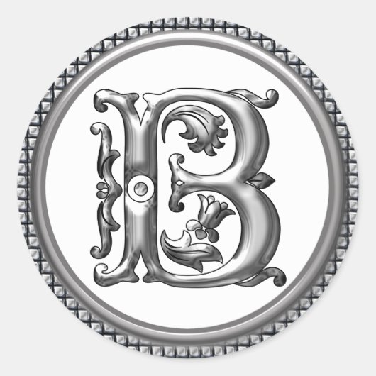 Anfangs-B-Rundkleber in Silber Runder Aufkleber (Vorderseite)