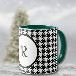 Anfangs-Buchstabe-Hahnentritt-Muster-Kombibecher Tasse