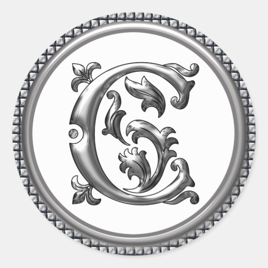 Anfangs C Rundkleber in Silber Runder Aufkleber (Vorderseite)
