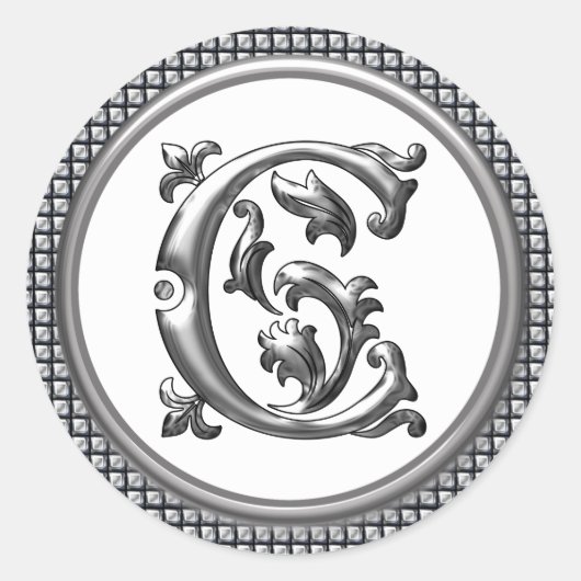 Anfangs C Rundkleber in Silber Runder Aufkleber (Vorderseite)