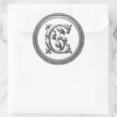 Anfangs C Rundkleber in Silber Runder Aufkleber (Tasche)