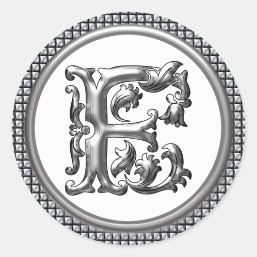 Anfangs F Rundkleber in Silber Runder Aufkleber (Vorderseite)