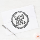 Anfangs F Rundkleber in Silber Runder Aufkleber (Umschlag)