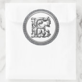Anfangs F Rundkleber in Silber Runder Aufkleber (Tasche)