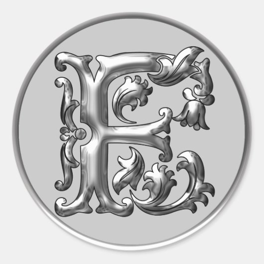 Anfangs F Rundkleber in Silber Runder Aufkleber (Vorderseite)