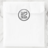 Anfangs F Rundkleber in Silber Runder Aufkleber (Tasche)