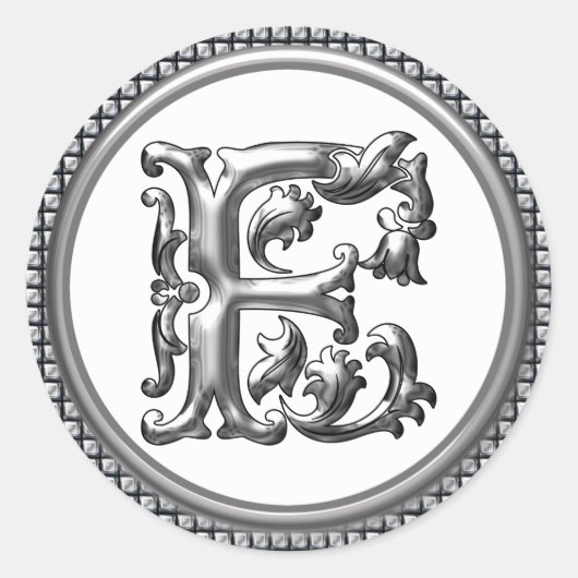 Anfangs F Rundkleber in Silber Runder Aufkleber (Vorderseite)