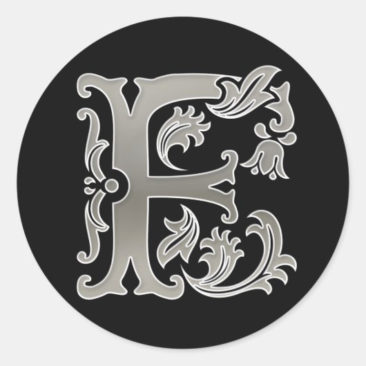 Anfangs F Rundkleber in Silber Runder Aufkleber (Vorderseite)