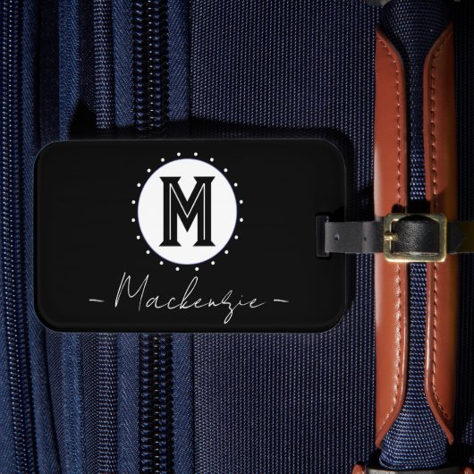 Anfangs Familienname Monogramm Kreis Gepäckanhänger (Vorderseite Insitu 4)