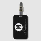 Anfangs Familienname Monogramm Kreis Gepäckanhänger (Vorderseite Vertikal)