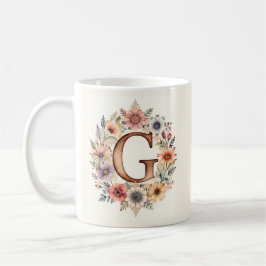 Anfangs-G-Blumen-Boho-Blumen-Tasse Kaffeetasse