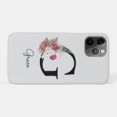 Anfangs-G-Monogramm Rosa Boho Mädchenhaft Floral Case-Mate iPhone Hülle (Rückseite (Horizontal))