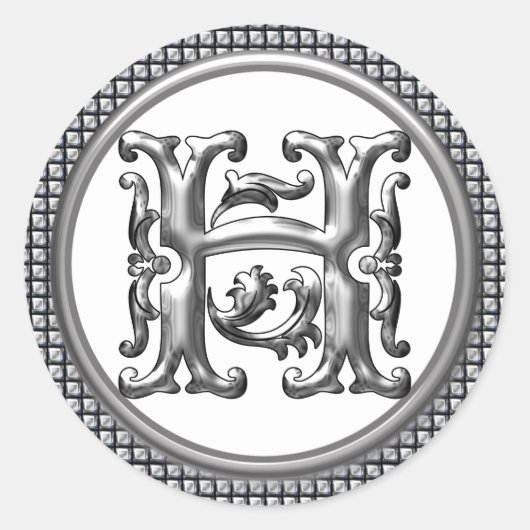 Anfangs-H-Round-Aufkleber in Silber Runder Aufkleber (Vorderseite)
